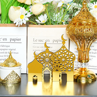 Lot de 3 décorations de table en acrylique pour le Ramadan, signe de table Eid Mubarak Mosquée Palais, ornement de bureau pour les célébrations du Ramadan et de l'Aïd