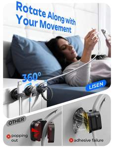 LISEN Selbstklebender Kabelhalter mit 360°-Drehung, magnetischer Kabelhalter für Büro-Schreibtisch-Cubicle-Setup und Nachttisch-Kabelordnung zu Hause - Product Image 3