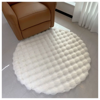 Tapis de sol circulaire minimaliste moderne, tapis en peluche, poils longs, polyester, fabrication mécanique, couleur unie, lavable, tapis de chevet pour chambre à coucher