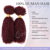 Cheveux humains vierges bruts non traités Originea du Vietnam, en vrac, 16 pouces, afro crépu, cuticules alignées, 30g 50g