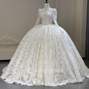 Xss334 Modern <b>Vintage</b> Sweetheart Neck Button Front Puff Long Sleeve Appliques All Over Lace <b>Ball</b> <b>Gown</b> Wedding Dress for - Product Image 2