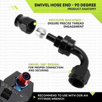 Raccords de tuyau pivotants à 45 degrés en aluminium usiné CNC avec PTFE, filetage de précision AN4 AN6 AN8 AN10 AN12 pour conduites de carburant