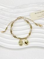 Bracelet en cordon perlé marguerite pour femme, fait main, style bohème, ajustable, bijou floral, cadeau de vacances