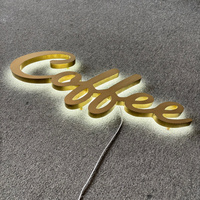 Enseigne lumineuse personnalisée pour café, logo mural, lettres halo, décoration lumineuse blanche pour café