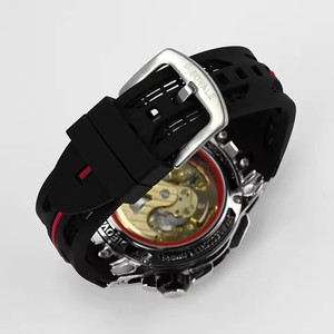 Montre mécanique pour homme, style sportif, cadran ajouré, étanche 30m, bracelet en silicone, affichage analogique, livraison directe - Product Image 5