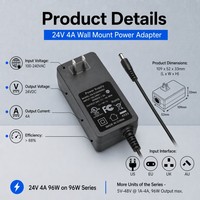 Adaptateur d'alimentation mural AC/DC 24V 4A, alimentation murale pour bande LED, moniteur, caméra, adaptateur d'alimentation à commutation 24V 4A