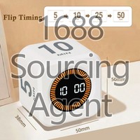 Alarm kubus Visual Pause senyap bergetar dan suara dapat diatur 5/10/25/50 menit dan pengatur waktu produktivitas hitung mundur kustom