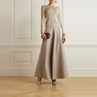 Pull-over en maille torsadée pour femme, col rond, manches longues, respirant, anti-plis, couleur camel, collection automne-hiver, style décontracté