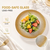 Grande assiette à fruits en verre de style européen de luxe avec bord doré, plateau rond créatif pour bonbons, noix et présentation de desserts
