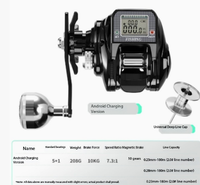 Moulinet de pêche numérique Mf à lancer, rechargeable solaire et USB, avec écran rétroéclairé, compteur de ligne et frein magnétique pour la pêche en mer, en bateau et sur glace