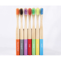 Brosses à dents en bambou naturel - Manche rond, poils doux et moyens, biodégradables, écologiques, en bois, colorées pour adultes