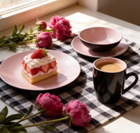 Ensemble de 16 pièces de vaisselle en grès émaillé couleur rose moderne, comprenant des bols de cuisine, des assiettes et des tasses à café en céramique, populaire et très vendu