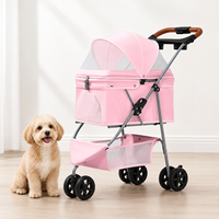 Carrito Plegable de 3 Ruedas para Perros y Gatos, Ligero (4.3 kg), Fácil de Transportar con una Mano, Capota Transpirable, Personalización OEM/ODM, Venta al Por Mayor