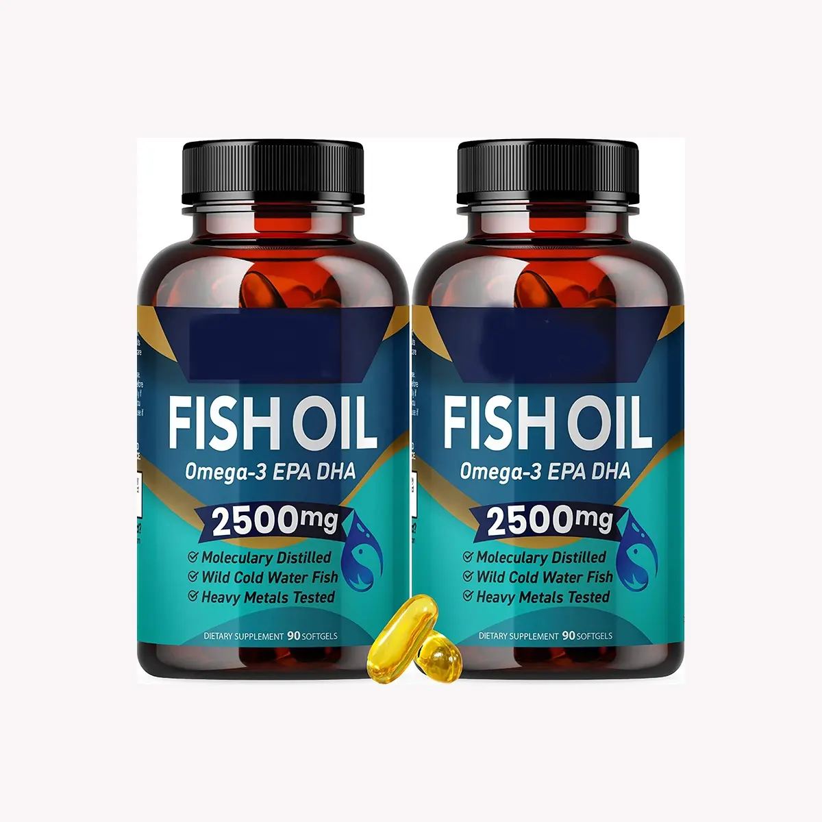 Private label Vegan Omega-3 Fish Oil capsules rich in DHA & EPA Fatty Acids for Heart, Brain & Immune Support
