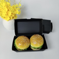 Vente en gros de boîtes à lunch en carton ondulé jetables au micro-ondes hamburger noir au poulet emballage à emporter recyclé