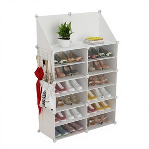 <span class=keywords><strong>Meuble</strong></span> à chaussures minimaliste en plastique multi-niveaux compact anti-poussière pour dortoirs étudiants et petites locations - Product Image 1