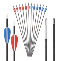 Anak panah karbon kustom untuk panahan, ID 3.2 mm, Spine 500-1000, ujung baja, sayap plastik, untuk busur recurve, target.