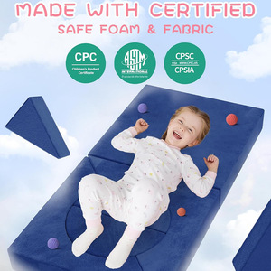 Canapé pour enfants, ensemble de 10 pièces à assembler, forme géométrique, tissu, mousse haute élasticité, structure de jeu intérieure unisexe - Product Image 3