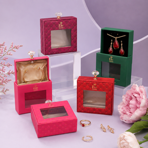 Custom Window Drawer Jewelry <b>Box</b> with Crystal Knob and Display Window for Ring <b>Necklace</b> Earring Packaging and jewelry packaging - Product Image 1