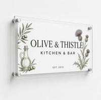 Enseigne de bar personnalisée en acrylique, murale, avec supports, impression UV, logo découpé au laser, vente en gros, bord poli