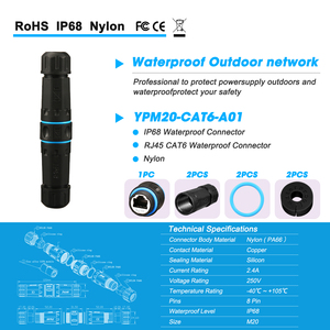 IP68 không thấm nước Cat6/7 RJ45 Coupler 10GB shielded Coupler <span class=keywords><strong>Ethernet</strong></span> ngoài trời Lan nối cho starlink/CAT5/Cat6/cat6A/cat7 - Product Image 5