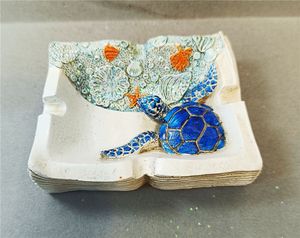 Cenicero <span class=keywords><strong>de</strong></span> Resina Hecho a Mano con Forma <span class=keywords><strong>de</strong></span> Tortuga Marina TRIO, Decoración Náutica para el Hogar, Accesorio para Fumar con Temática Náutica, Diseño Contemporáneo, Estilo Costero Único - Product Image 3