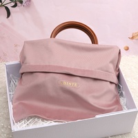 Sac à poussière en velours doux brodé personnalisé pour emballage de chaussures, sac à main à cordon, pochette en velours pour cadeau cosmétique en or Rose