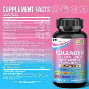 Capsules de collagène OEM pour femmes, complément multi-collagène complexe avec vitamine C, biotine et kératine, croissance de la peau, des cheveux et des ongles - Product Image 2