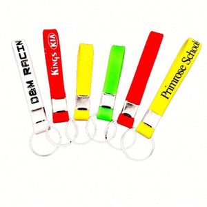Porte-clés en silicone personnalisé avec logo, impression de texte concave, porte-clés en caoutchouc, sangle de porte-clés - Product Image 1