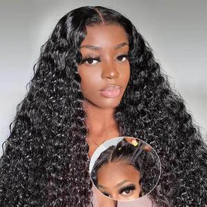 Perruque Cheveux Humains Ondulés Effet Vague d'Eau, Dentelle HD Frontale Pré-Pluckée, Nœuds Blanchis, Sans Colle, Style Réaliste <span class=keywords><strong>de</strong></span> Luxe 13x6 - Product Image 1