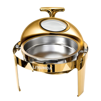 Liyunda Chauffe-Plat Luxe Argenté à Couvercle Roulant pour Buffet, Réchaud en Acier Inoxydable Commercial et Hôtelier, pour Traiteur