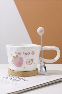 Hot Sale Fruits Strawberry Printing 400Ml Personalised Porcelain Mug <b>Ceramic</b> Milk Mugs Breakfast <b>Cups</b> for Kid - Product Image 3