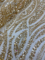 Tissus en Tulle Brodés de Paillettes et Perles Africaines de Qualité Supérieure, 100% Polyester, Poids Moyen, Séchage Rapide, pour Robes de Mariée Féminines
