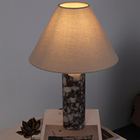 Lampe de table en marbre naturel minimaliste moderne pour chambre à coucher, salon, bureau, hôtel - Lumière de nuit décorative et éclairage d'ambiance