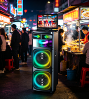 Machine de karaoké portable en plastique 2026 avec écran pliable, double woofer, grande puissance, lumière LED RGB, enceinte de fête pour la maison et l'extérieur