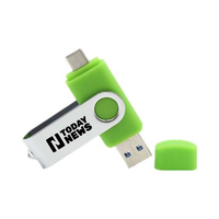 Logo Kustom Flash Drive USB Tipe C OTG Logam Baru, Pendrive Putar, Kompatibilitas 2.0, 32GB 64GB 128GB 256GB 512GB