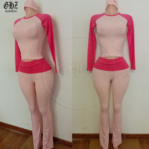 Set da 2 Pezzi per San Valentino 2026, Stile Y2k, per Ragazze Alte, Logo Personalizzabile, Manica Lunga con Pantaloni a Zampa e Fiocco, Abbigliamento da Yoga - Product Image 5