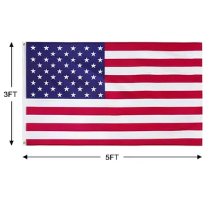 Amerika bayrağı 3x5 ft abd bayrağı 100D Polyester açık bayraklar pirinç grometler, parlak canlı renk ve UV solmaya dayanıklı kumaş