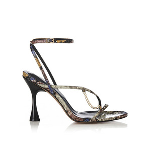 2024 stile estivo da donna con <span class=keywords><strong>tacco</strong></span> <span class=keywords><strong>a</strong></span> spillo in pelle con stampa serpente personalizzato sandali da donna con cinturino aperto - Product Image 1