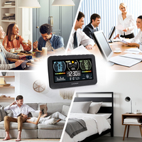 Termómetro Digital de Pared, Higrómetro, Presión Barométrica, Fase Lunar, Reloj Despertador de Escritorio, Pronóstico, Estación Meteorológica Inteligente