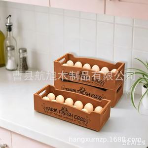 Wooden Egg Storage Box 12.6in X 4.7in With Handle Handcrafted For <b>Kitchen</b> Use - Product Image 4