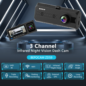 4k Dash Cam cho xe máy ảnh 3 kênh phía trước và bên trong phía sau hoặc GPS Wifi Car DVR tầm nhìn ban đêm 24h bãi đậu xe Màn hình Blackbox zd59 + Hw - Product Image 2