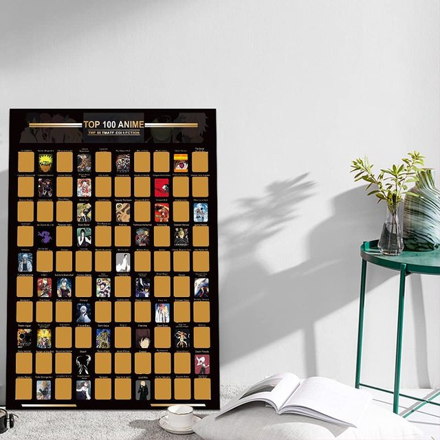 Custom Professional Wonderful Full of Anime Top 100 Anime Scratch Off Poster