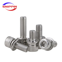 304 acier inoxydable DIN912 vis à tête cylindrique à six pans creux avec rondelle plate jeu de boulons de joint à ressort M2 M2.5 M3 M4 M5 M6M8M10M12