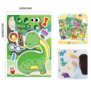 Juego de pegatinas de dinosaurio para niños Haz tu propio relleno de bolsas de regalos para fiestas de cumpleaños Favores divertidos e intercambio de regalos - Product Image 3