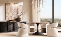 Table à manger ronde de luxe avec plateau en marbre, base en forme de tulipe moderne, table en pierre naturelle pour hôtel, villa, salle à manger, ensemble de meubles