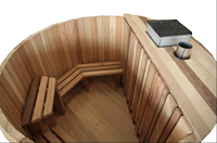 Chauffage à bois durable pour spa en cèdre rouge pour 2 à 4 personnes, havre extérieur avec aromathérapie et lumières LED