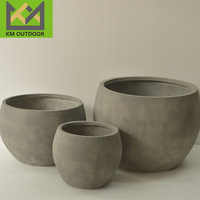 Jardinière en céramique créative moderne Grands pots ronds décoratifs en béton Jardinières pour balcon et cour Grands pots de fleurs au sol