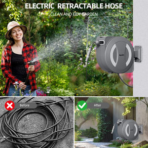PVC Expandable 25 Meter Garden 1/2\" Gray Retractable Reel with <b>Plastic</b> <b>Storage</b> <b>Drawers</b> & Carts for Farm Use - Product Image 5