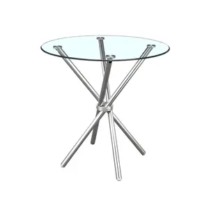 하이 퀄리티 금속 라운드 투명 유리 상단 패스트 푸드 레스토랑 테이블과 의자 라운드 식당 의자 가정용